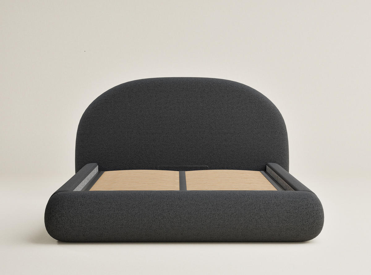 POLSTERBETT Maumere Graphit 160/200 cm im Webstoff - Schwarz/Graphitfarben, Holz/Holzwerkstoff (160/200cm) - Maison de Reve