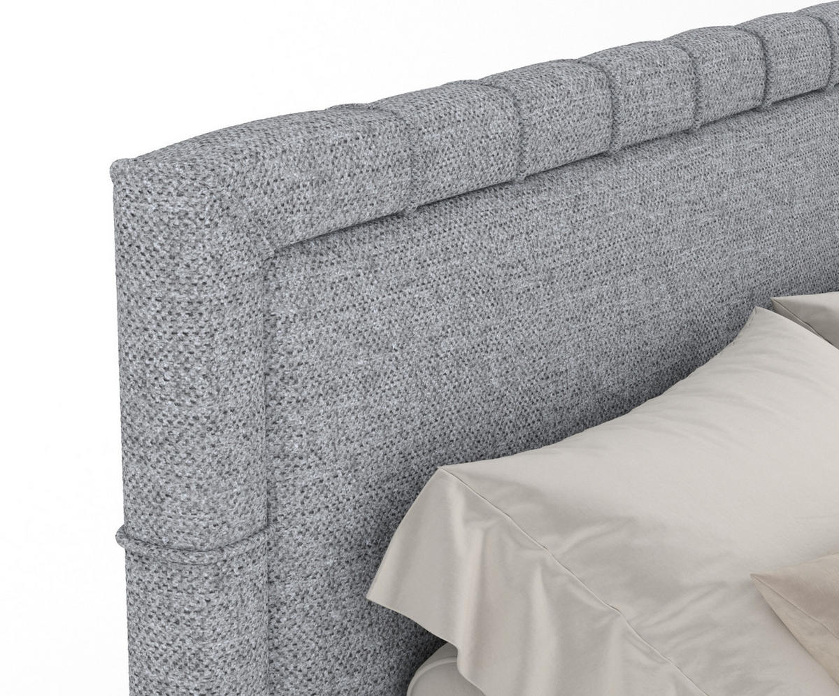 BOXSPRINGBETT Rosabel Grau 140/200 cm mit Matratze und Topper - Schwarz/Grau, Holz/Holzwerkstoff (140/200cm) - Maison de Reve