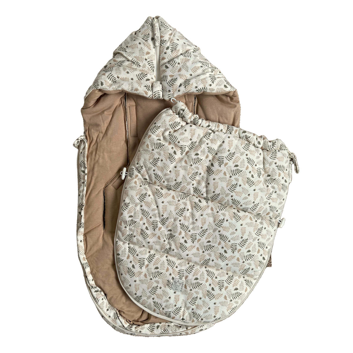 BABYSCHALENFUSSSACK Small Jersey Hooded, forrest cream - Nussbaumfarben, Textil (40/9/80cm) - Kaiserbaby