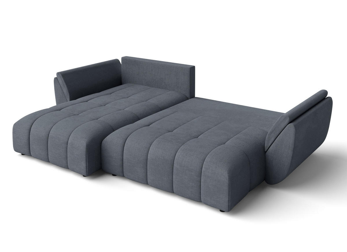 ECKSOFA L Form Verciani Grau 266/190/91 cm mit Schlaffunktion - Schwarz/Grau, Kunststoff/Textil (266/190cm) - AX Living