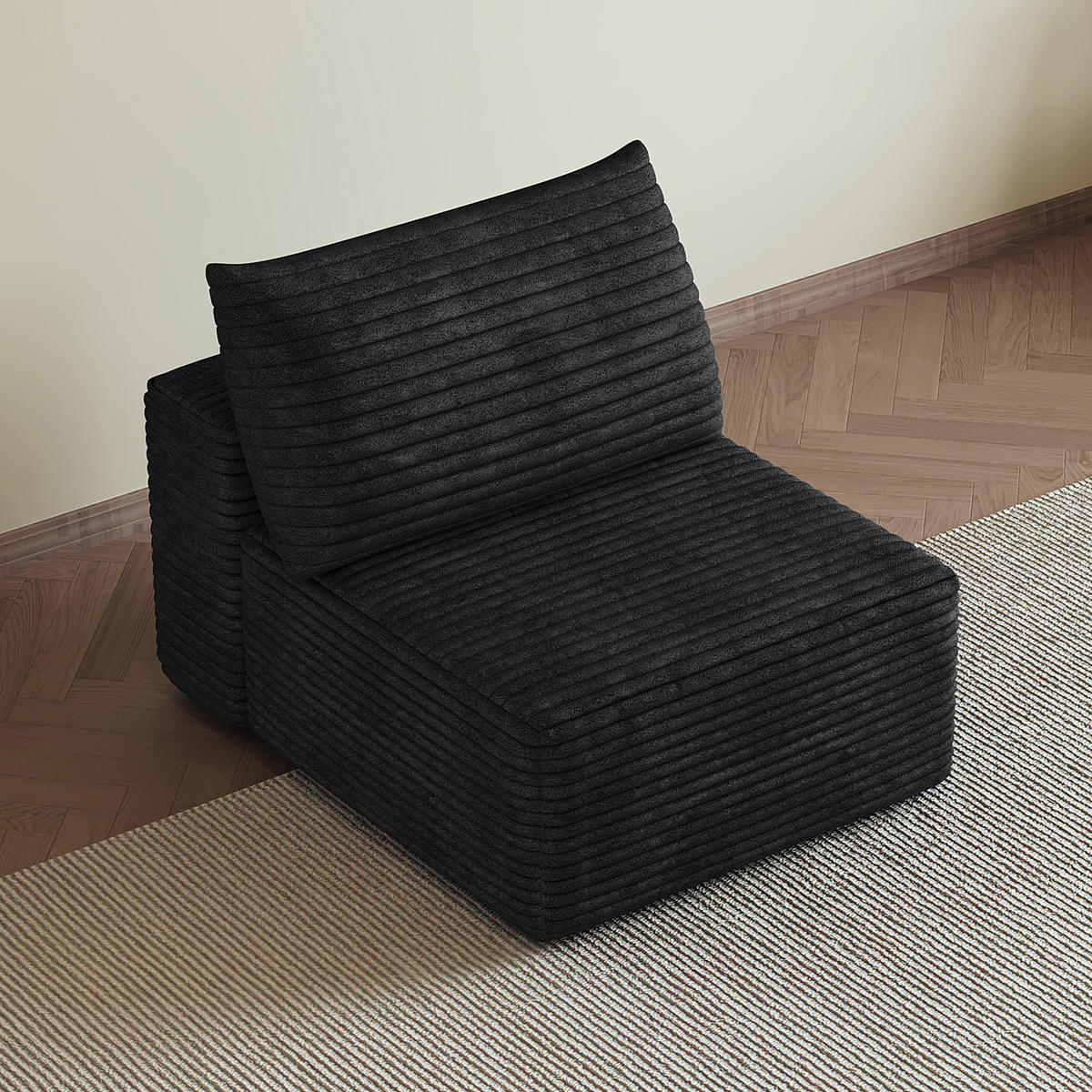 SOFAELEMENT DE-34721 Modulares 1‑Sitzer‑Element Schwarz - Schwarz, Textil (95/83/70cm) - ComfortXL