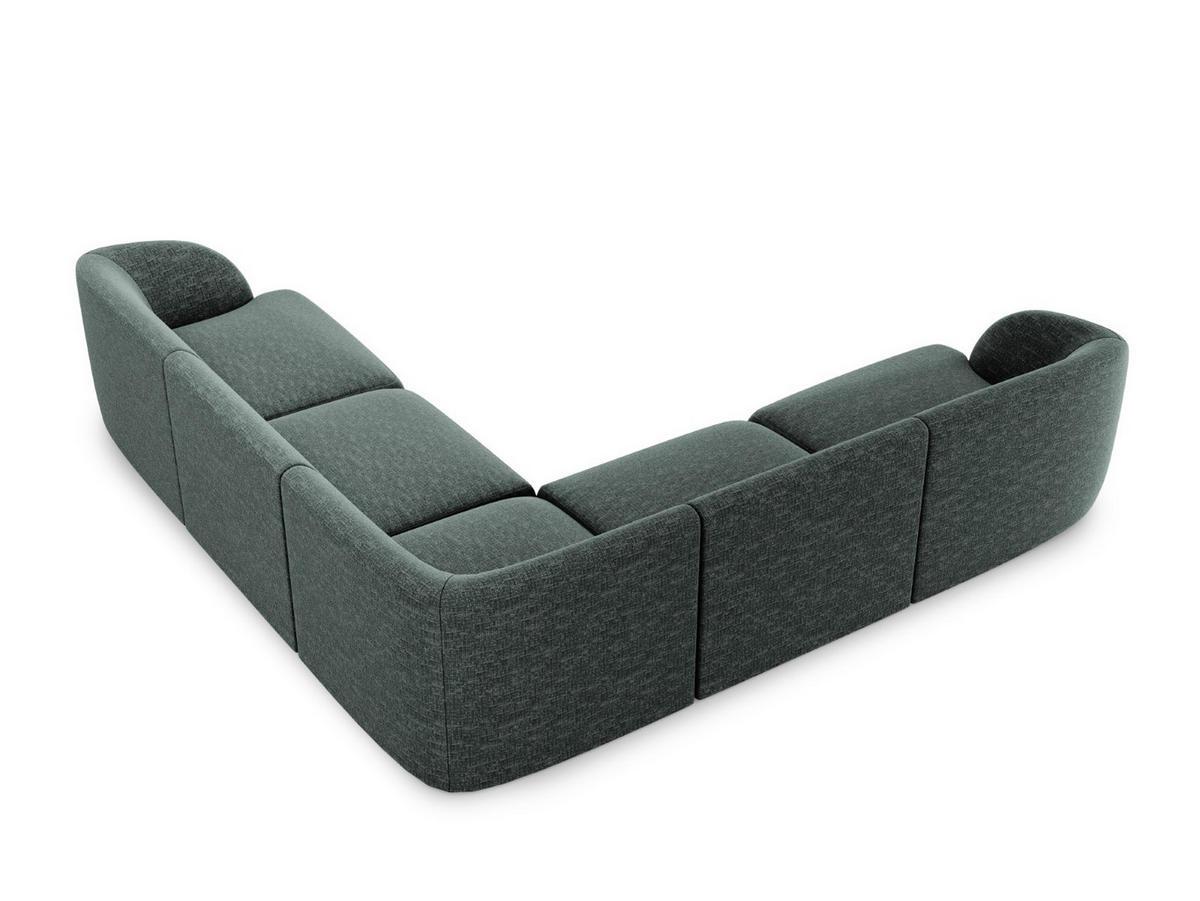 WENDBARES-ECKSOFA Miley aus Chenille-Stoff petrol 5 Sitzplätze - Petrol, Textil (255/255cm) - Micadoni