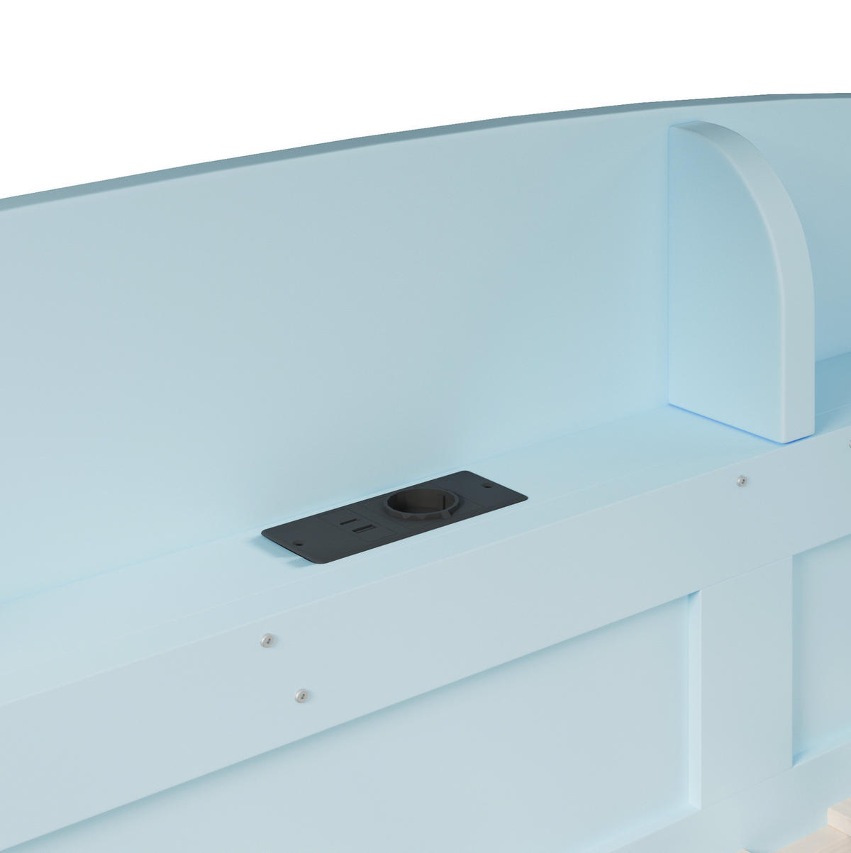 ETAGENBETT 90/200 cm Hellblau mit Ablagefächern und USB-Steckdose - Hellblau, Holz (90/200cm) - MIVRAY