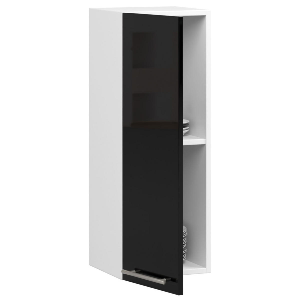 HÄNGESCHRANK Weiß, Schwarz Glanz 72/30/30 - Weiß, Holzwerkstoff (30/72/30cm) - RAUMHIRSCH FURNITURE