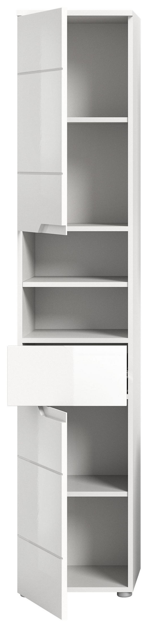 HOCHSCHRANK SOLERO (B/H/T: ca. 38/193/34 cm) in Weiß/weiß hochglanz - Weiß, Holzwerkstoff (38/193/34cm)