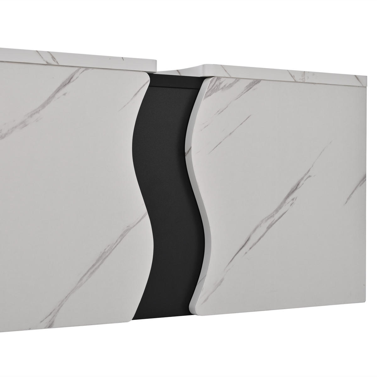 COUCHTISCH Würfelförmig Geometrisch 70x70x31cm mit Schublade Marmor - Weiß, Holzwerkstoff (70/70/31cm) - FLIEKS