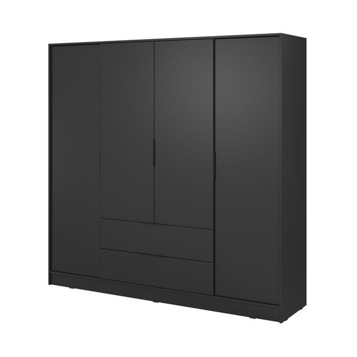 KLEIDERSCHRANK – 206 cm – Kelly – Schwarz - Schwarz, Holzwerkstoff (206/200/51cm) - hi-markt
