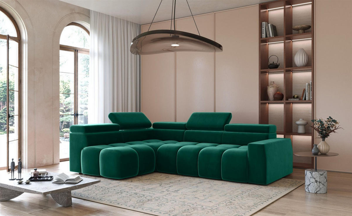 ECKSOFA Darcy - Grün, Holzwerkstoff/Textil (305/210cm) - Fun Möbel