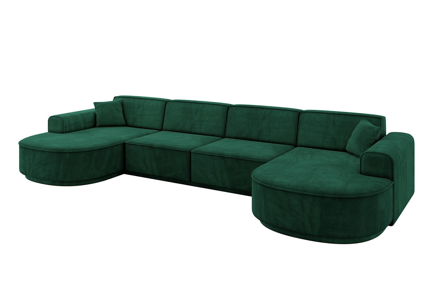 WOHNLANDSCHAFT MARI-U2-v3 - 388x171x83 cm Grün Velours - Schwarz/Grün, Holzwerkstoff/Kunststoff (388/83/171cm) - ALTDECOR