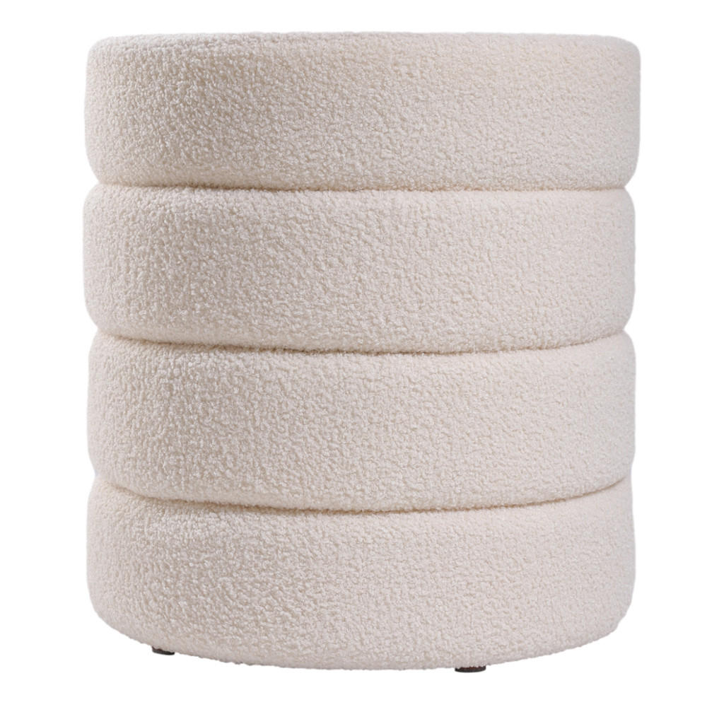 FUSSHOCKER 42/42/46 cm Zylindrisch Teddystoff Weiß - Weiß, Textil (42/46/42cm) - Livingandhome