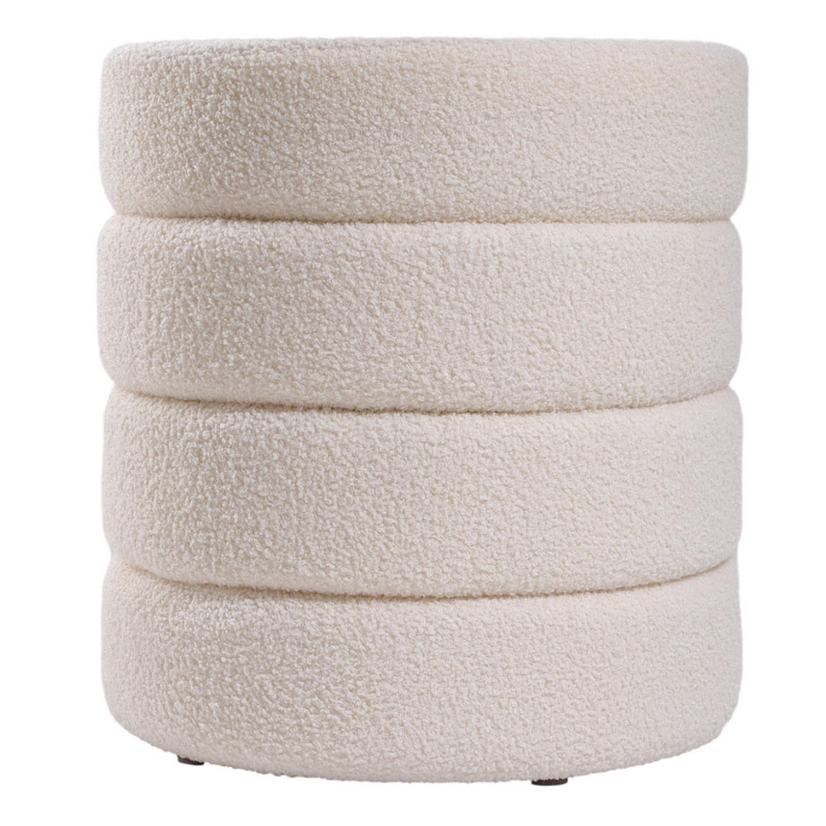 FUSSHOCKER 42/42/46 cm Zylindrisch Teddystoff Weiß - Weiß, Textil (42/46/42cm) - Livingandhome