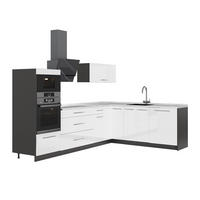 KUHINJA U OBLIKU SLOVA L Fame-Line, Sjajna Bijela /Antracit, 287 x 207 cm, RP Mramor - bijela visoki sjaj/antracit, drvni materijal (287/153.6/60cm) - Vicco