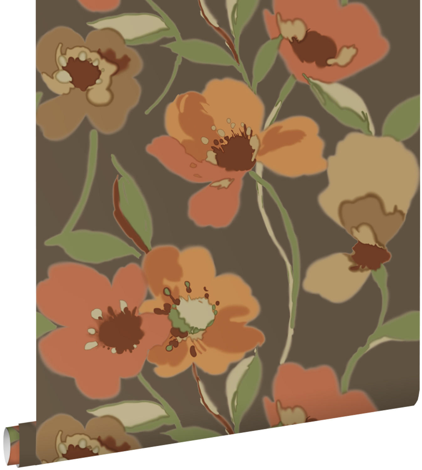 TAPETE Blumen 50 x 900 cm - Orange, Papier (50/900cm) - ESTAhome