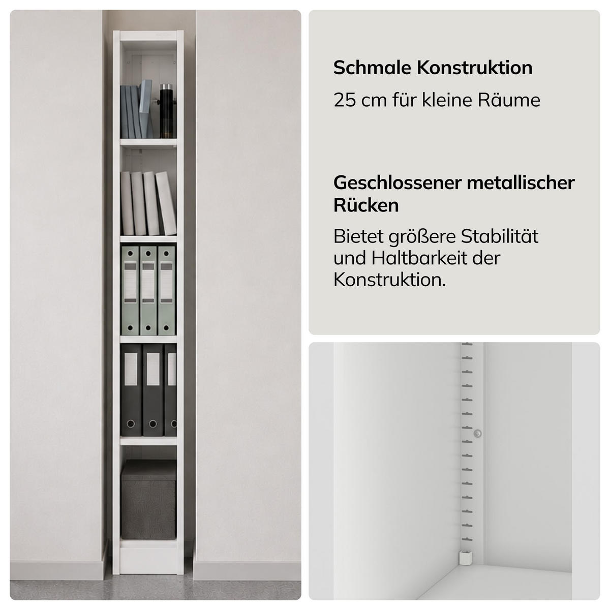 METALLREGAL für Dokumente TIM 195x25x60 cm - Weiß, Metall (25/195/60cm) - Jan Nowak