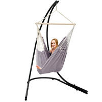 XL HÄNGESTUHL mit Gestell 210/140 cm , Grau/Schwarz - Grau, Textil (140/210/160cm) - Amanka