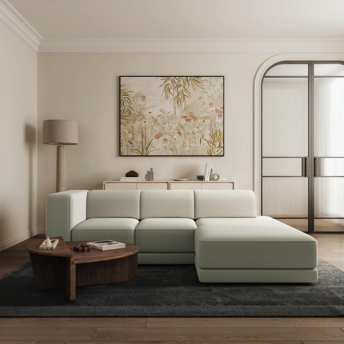 ECKSOFA Novals L-Form, 4-Sitzer, rechts 278 cm - Taupe/Schwarz, Holz/Kunststoff (168/278cm) - Selsey