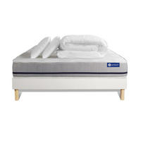 BETT Actiflex soft Taschenfederkern 200 x 200 cm h2 - Kit Bettgestell Weiß - Mit Kissen und Bettdecke - Beige/Weiß, Karton/Holz (200/200cm) - ACTISOM
