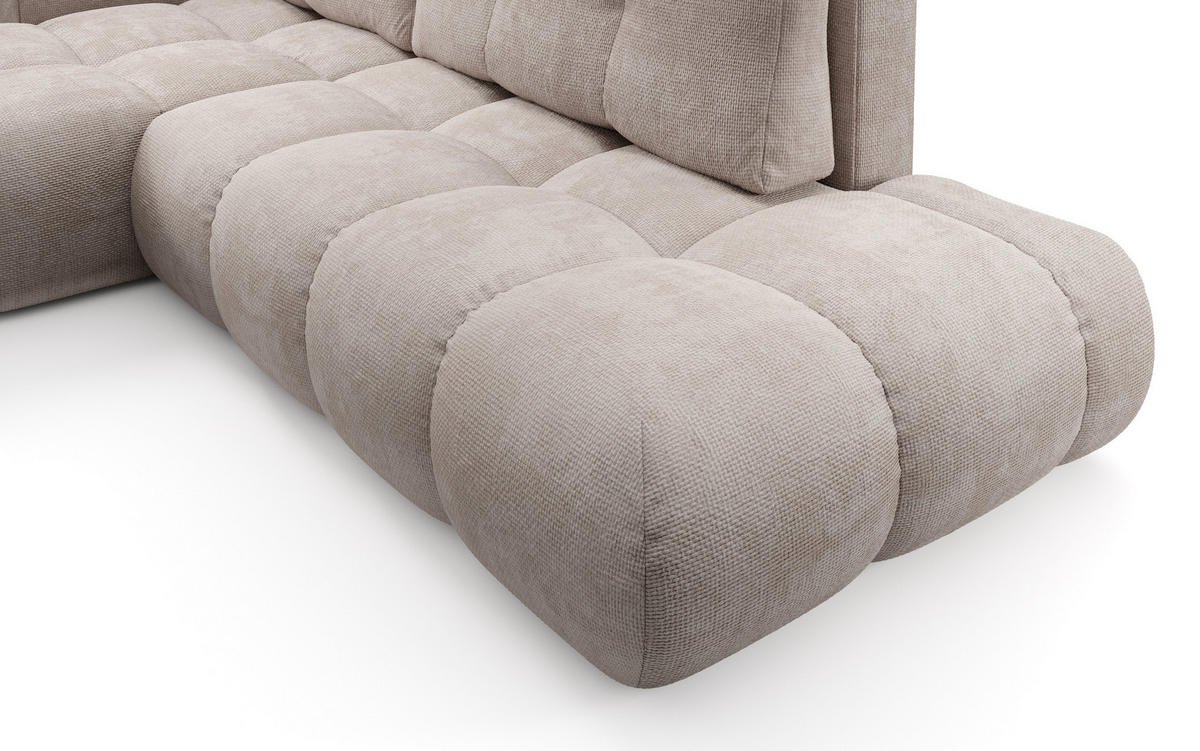 ECKSOFA DUCA L-S Beige Chenille mit Schlaffunktion - Beige, Holz (266.5/266.5cm) - MASSENO