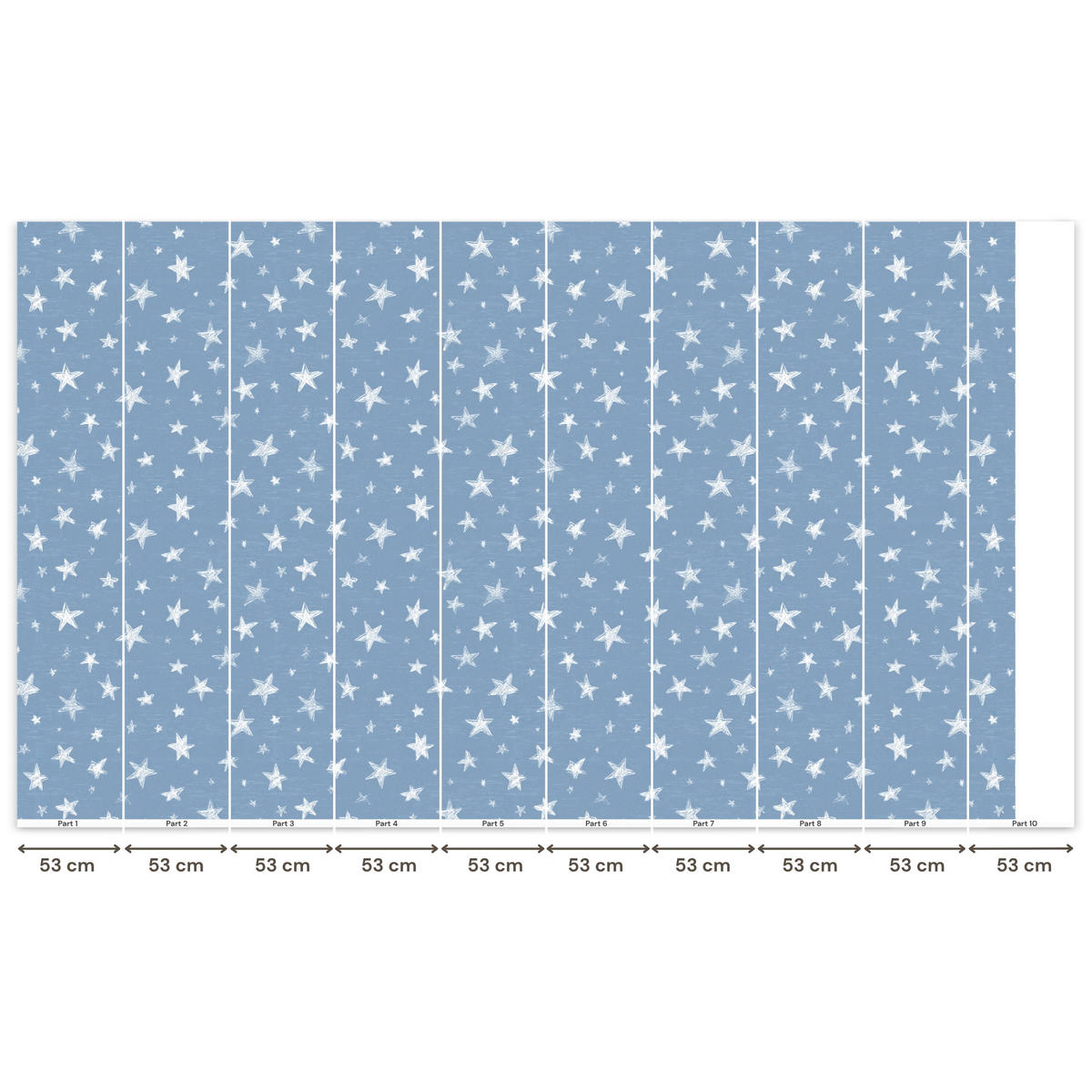 KINDERTAPETE - Sterne - Muster - Blau - 500x300 cm - Hellblau, Papier (500/300cm) - OnlyWow