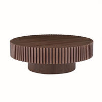 COUCHTISCH 87/87/25 cm rund aus MDF mit Rillendetail und pflegeleichter Oberfläche, Walnuss - Walnussfarben, Holzwerkstoff (80/80/35cm) - Redom
