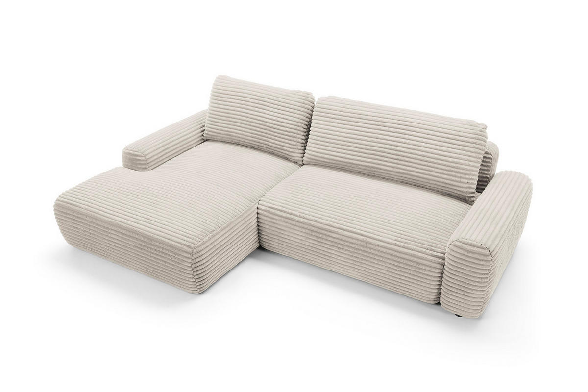 ECKSOFA Cordina Creme, mit Schlaffunktion und Bettzeugbehälter, linke seite - Creme, Holzwerkstoff (264/162cm) - Bettso