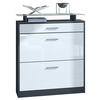 SCHUHSCHRANK Loret Fronten in Weiß Hochglanz - Weiß Hochglanz, Holzwerkstoff (89/104/23cm) - Vladon