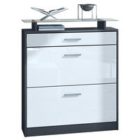 SCHUHSCHRANK Loret Fronten in Weiß Hochglanz - Weiß Hochglanz, Holzwerkstoff (89/104/23cm) - Vladon