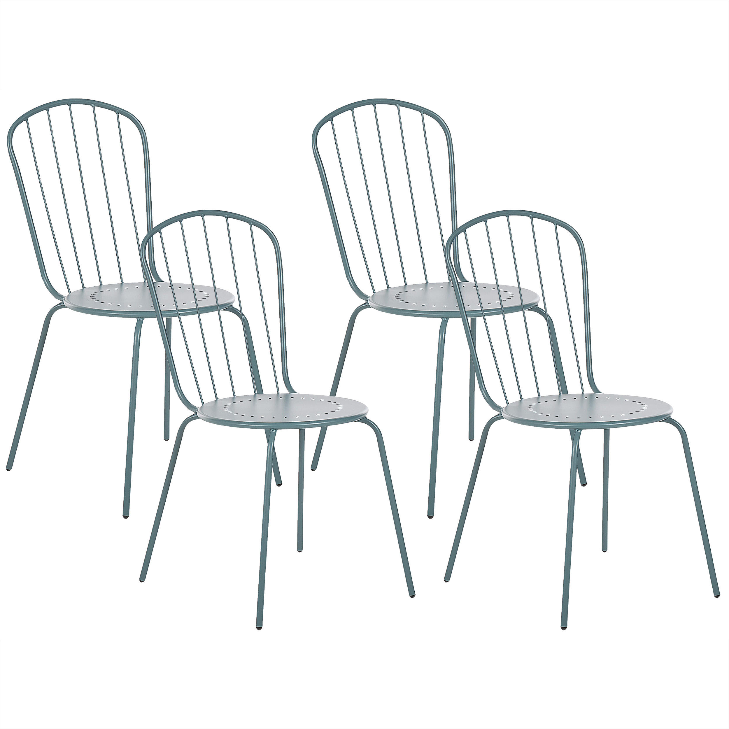 GARTENSTUHL 4er-Set Stahl hellblau Calvi - Blau, Metall (40/89/47cm) - Beliani
