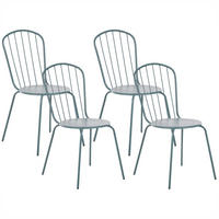 GARTENSTUHL 4er-Set Stahl hellblau Calvi - Blau, Metall (40/89/47cm) - Beliani