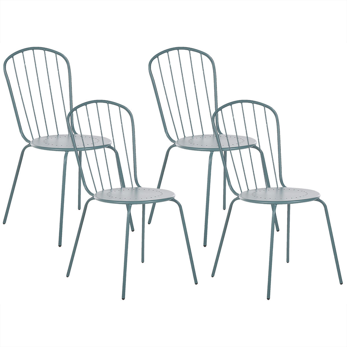 GARTENSTUHL 4er-Set Stahl hellblau Calvi - Blau, Metall (40/89/47cm) - Beliani