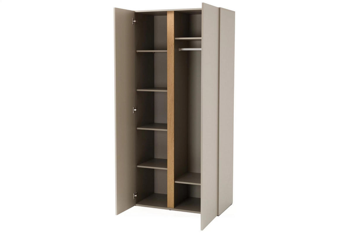 KINDERKLEIDERSCHRANK LIBU 03 zweitürig 90/50/195 in Sandbeige / Geölte Eiche - Eichefarben/Beige, Holzwerkstoff (90/195/50cm) - Deine Möbel 24