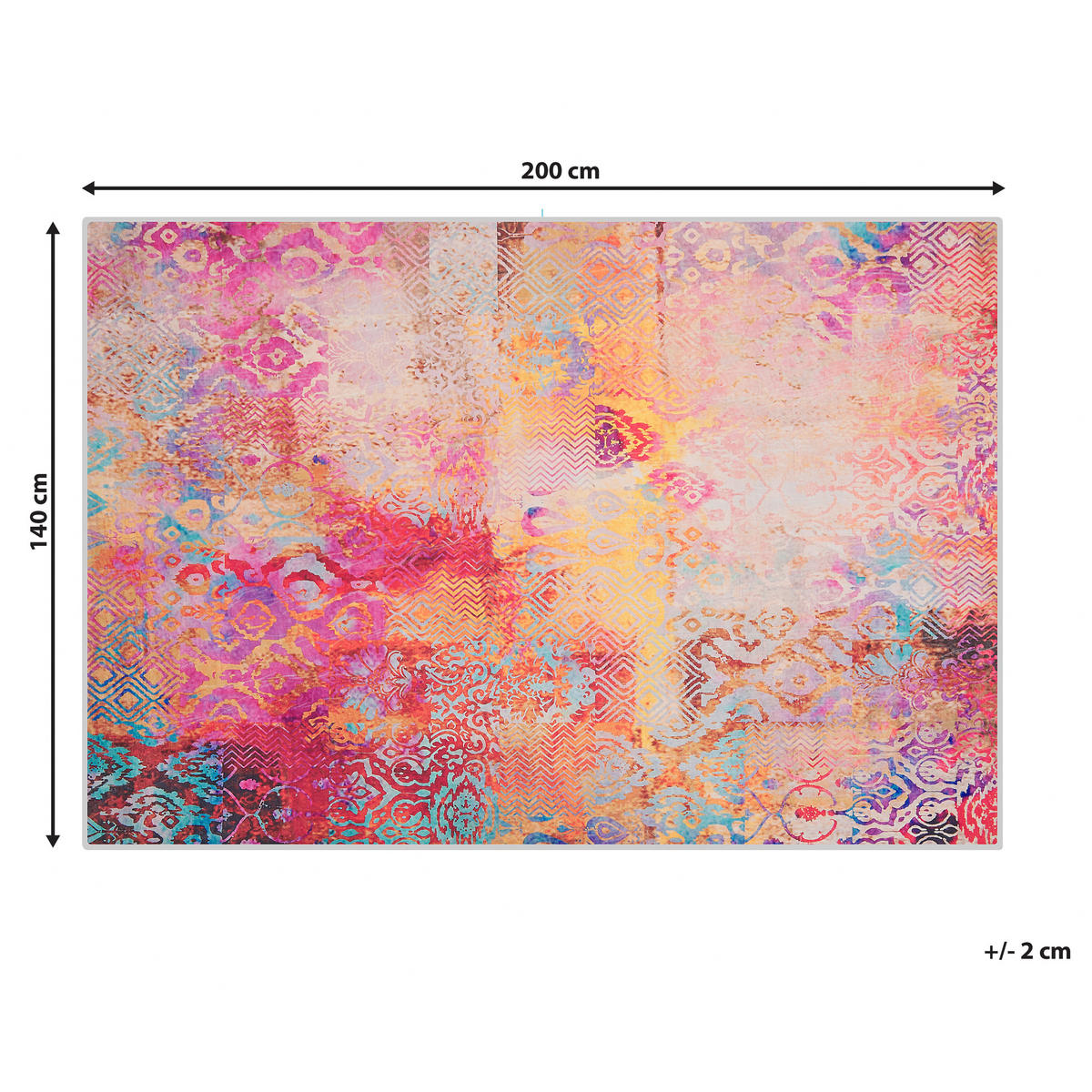 KURZFLOR-TEPPICH Isparta 200/140 cm - Multicolor, Kunststoff (140/200cm) - Beliani