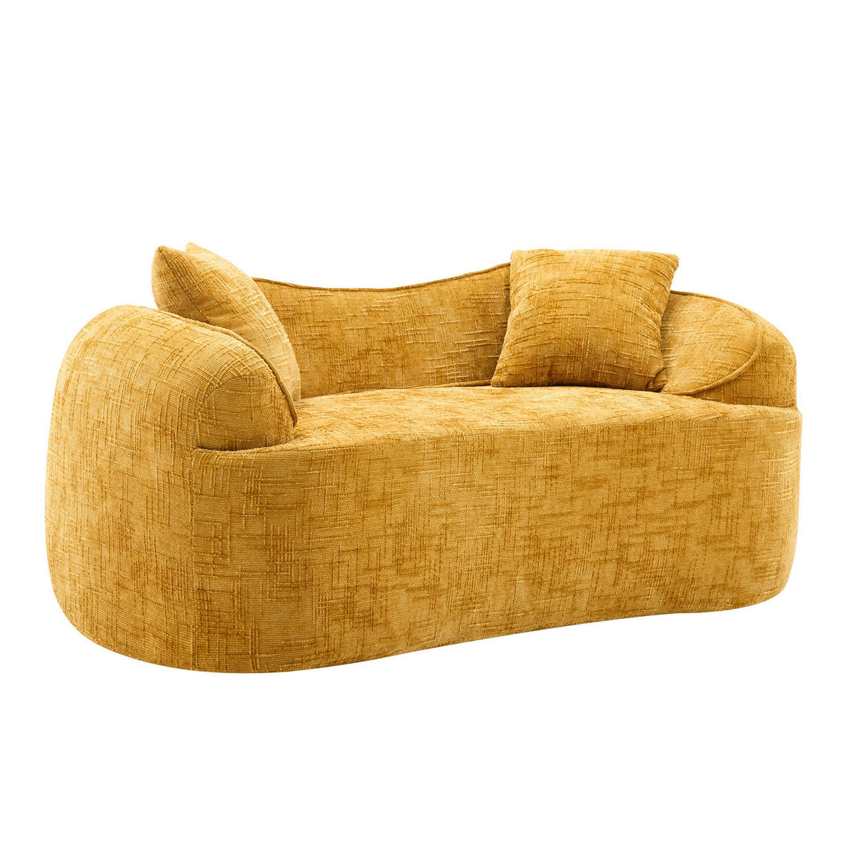 2-SITZER Sofa gebogen mit Armlehnen, ergonomischer Komfort und fertig montiert, Gelb - Gelb, Kunststoff (87/70/170cm) - Modfu