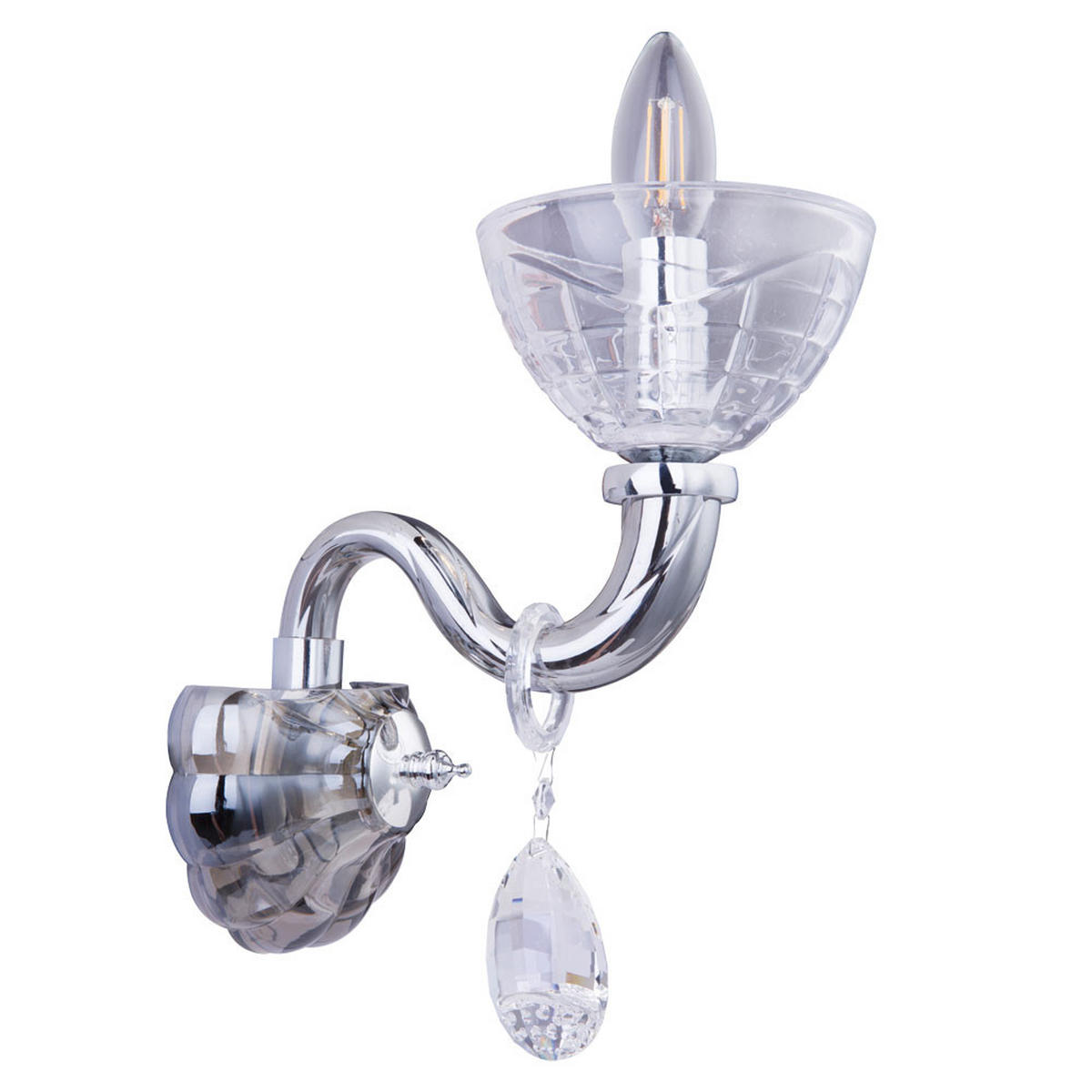 WANDLEUCHTE Helen Glas Silber Chrom 2er Set - Silberfarben, Glas (13/37/21.5cm) - Globo Lighting