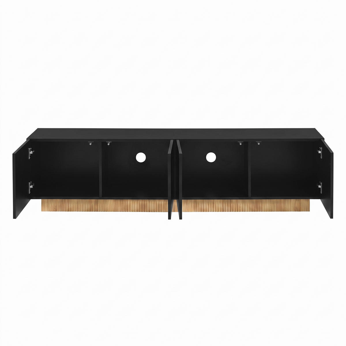 TV-LOWBOARD 170 x 38 x 42 cm, 4 Türen, 3D-Relieffront, Kabelmanagement, Schwarz - Schwarz, Holzwerkstoff (170/42/38cm)