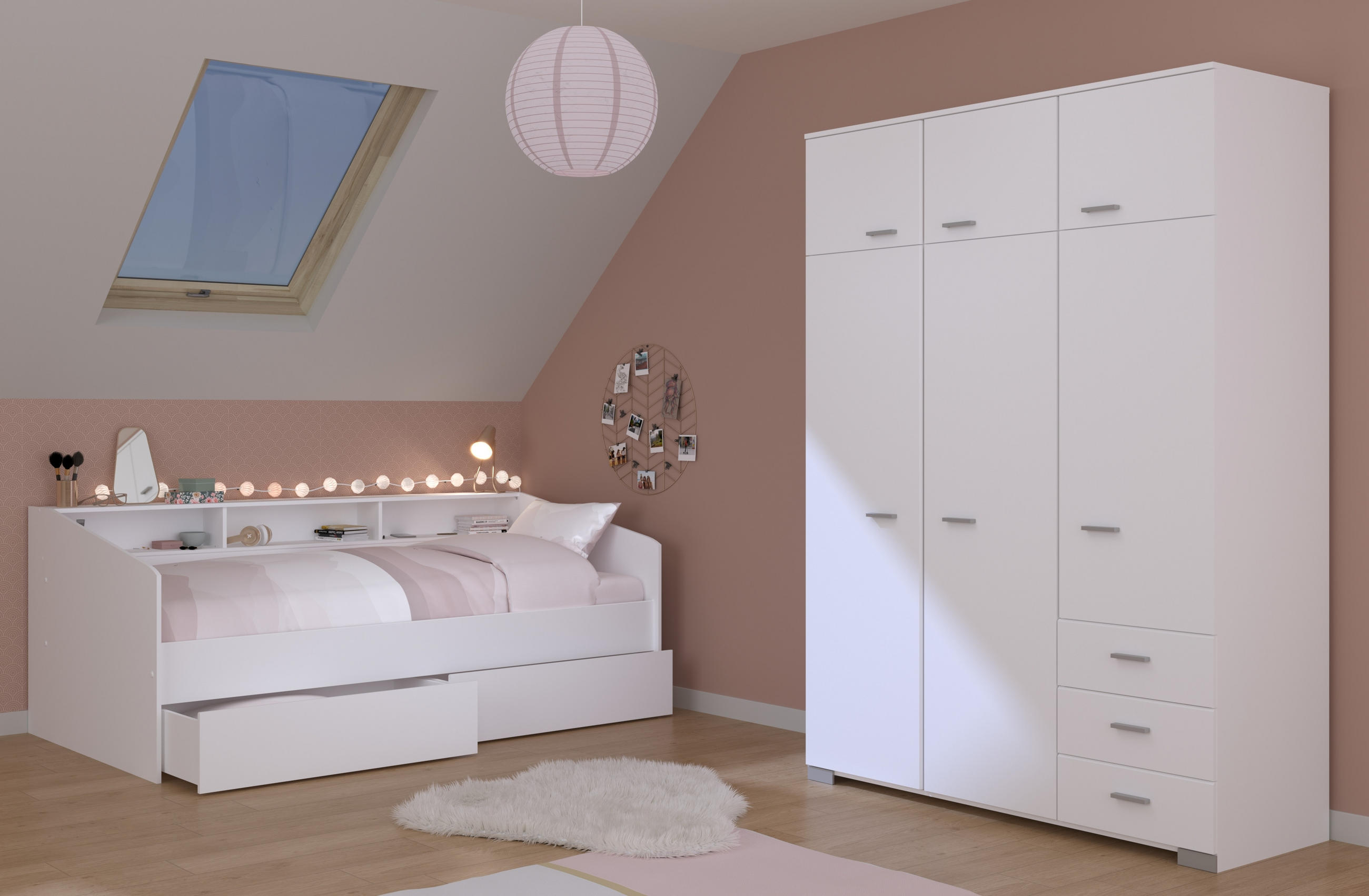 JUGENDZIMMER Sleep 43 in Weiß 3 teilig - Weiß, Holzwerkstoff (120/200/80cm)
