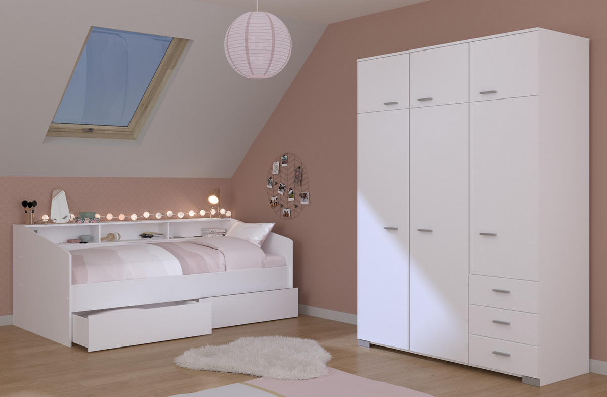 JUGENDZIMMER Sleep 43 in Weiß 3 teilig - Weiß, Holzwerkstoff (120/200/80cm)