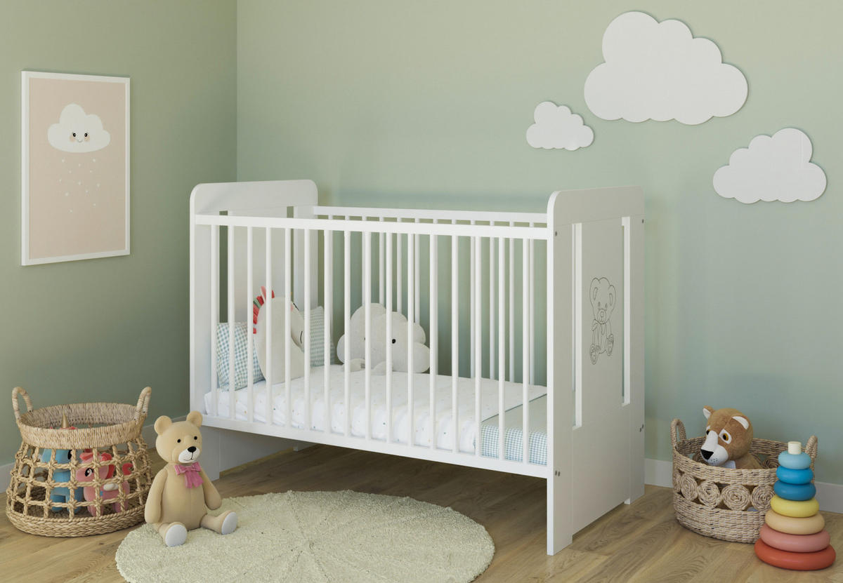 KINDERBETT Teddy - Weiß, Holz (60/120cm) - Kids Collective