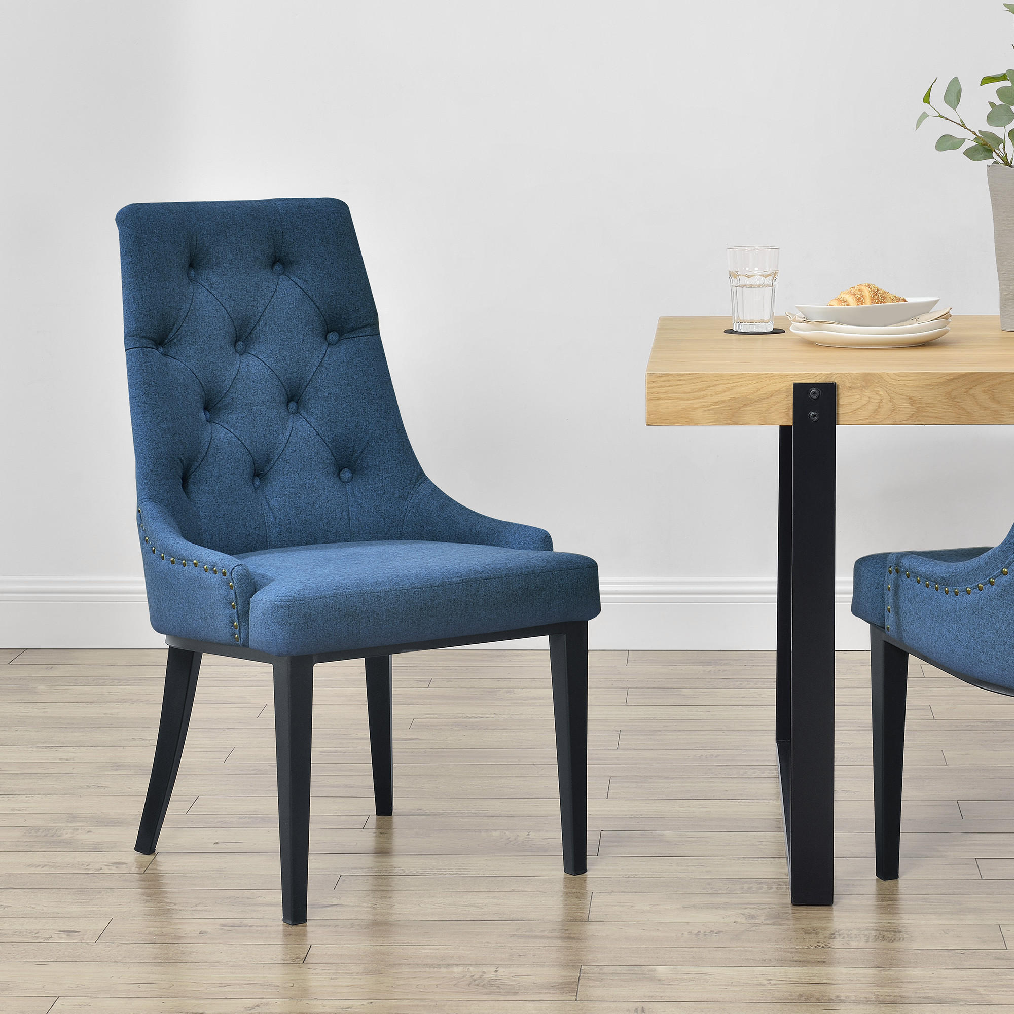 ESSZIMMERSTUHL Chester - Blau, Textil (53/100/60cm) - [en.casa]