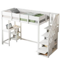 HOCHBETT 90/200 cm aus massivem Kiefernholz mit Stauraum und Ablage - Weiß, Holz (90/200cm) - OKWISH