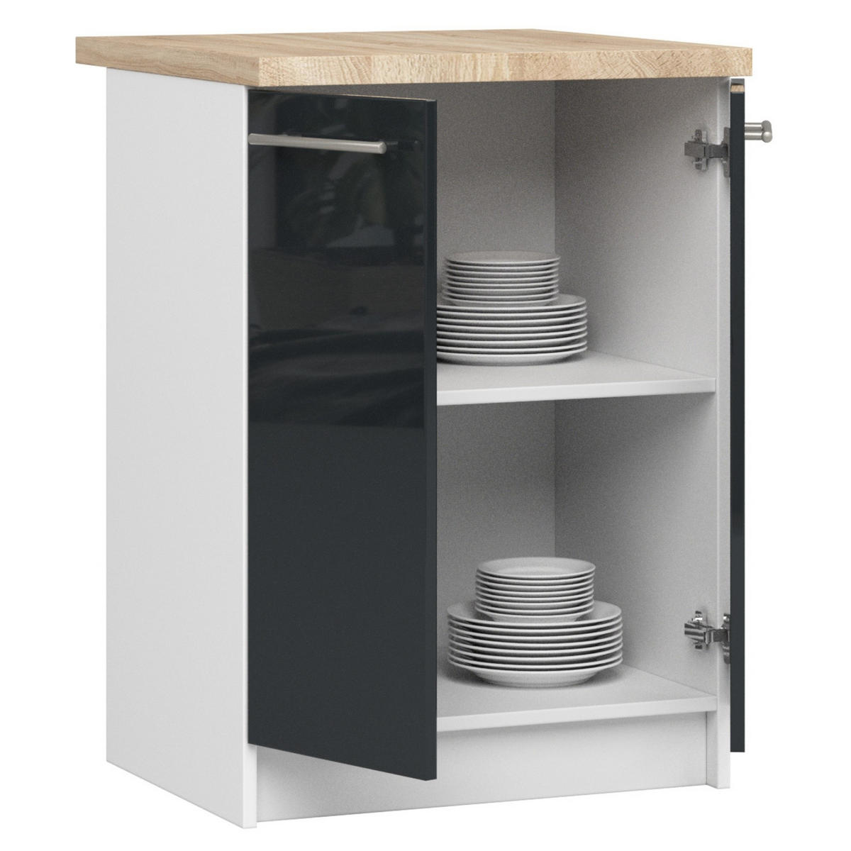 UNTERSCHRANK Weiß, Graphit Glanz 85/60/46 - Anthrazit/Weiß, Holzwerkstoff (60/85/46cm) - RAUMHIRSCH FURNITURE