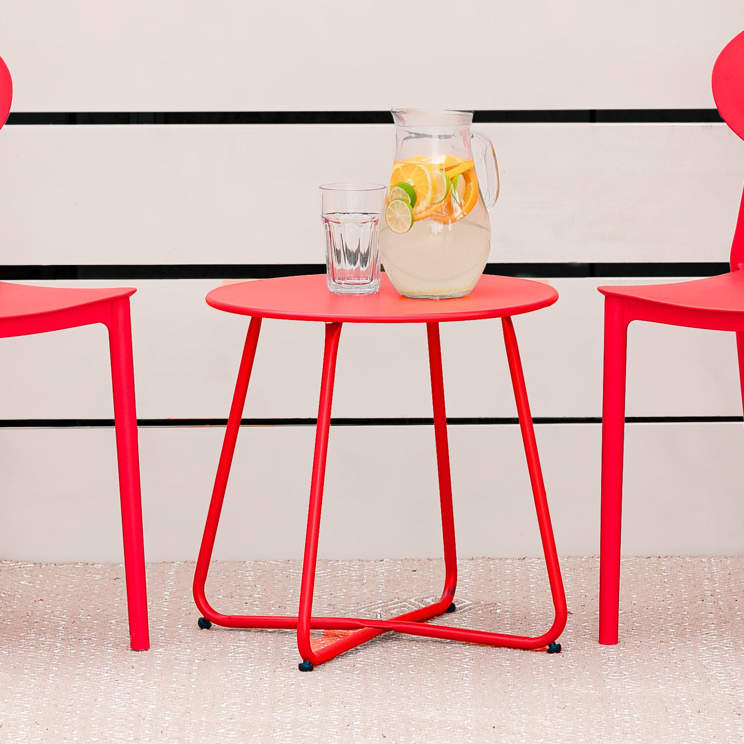 BEISTELLTISCH rund Metall Rot - Rot, Metall (45/44/45cm) - Homestyle4u