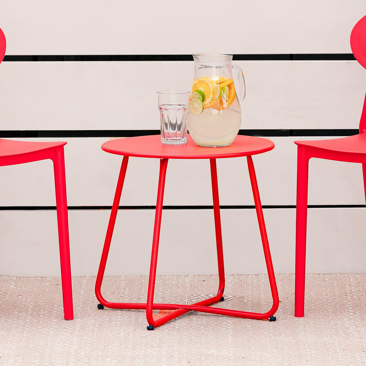 BEISTELLTISCH rund Metall Rot - Rot, Metall (45/44/45cm) - Homestyle4u