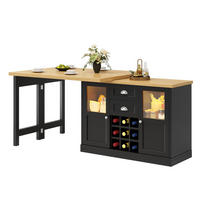 ESSTISCH Ausziehbar 120–197cm 360° LED Stauraum Weinregal - Schwarz, Holzwerkstoff (40/120/72cm) - FLIEKS