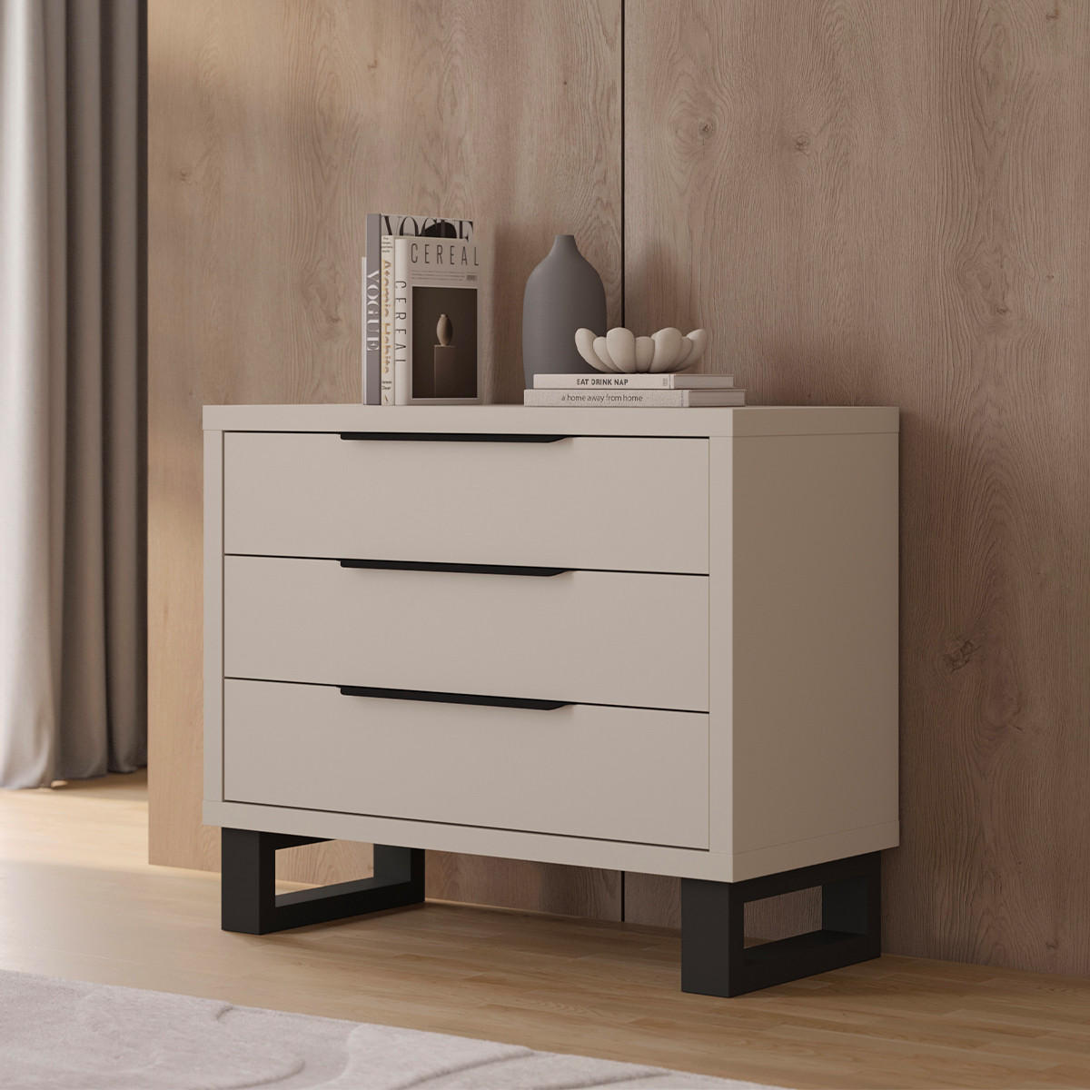 KOMMODE Eden Kaschmir - Beige, Holzwerkstoff (99.3/82.7/45cm) - Petits-meubles