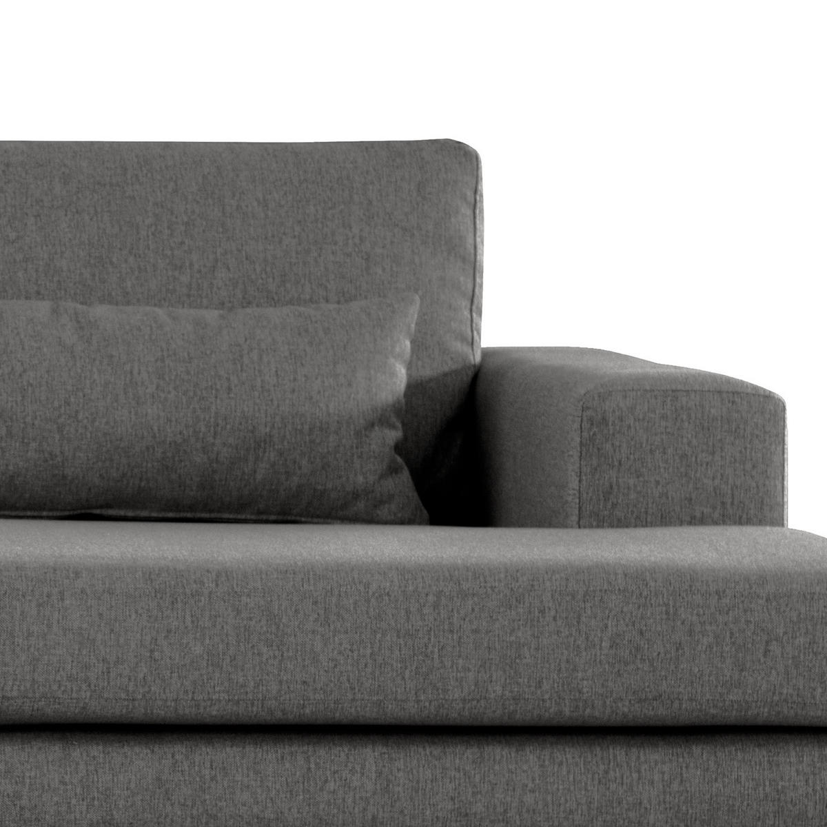 ECKSOFA mit Longchair - Dunkelgrau/Buchefarben, Buchenholz/Textil (281/153cm) - home24