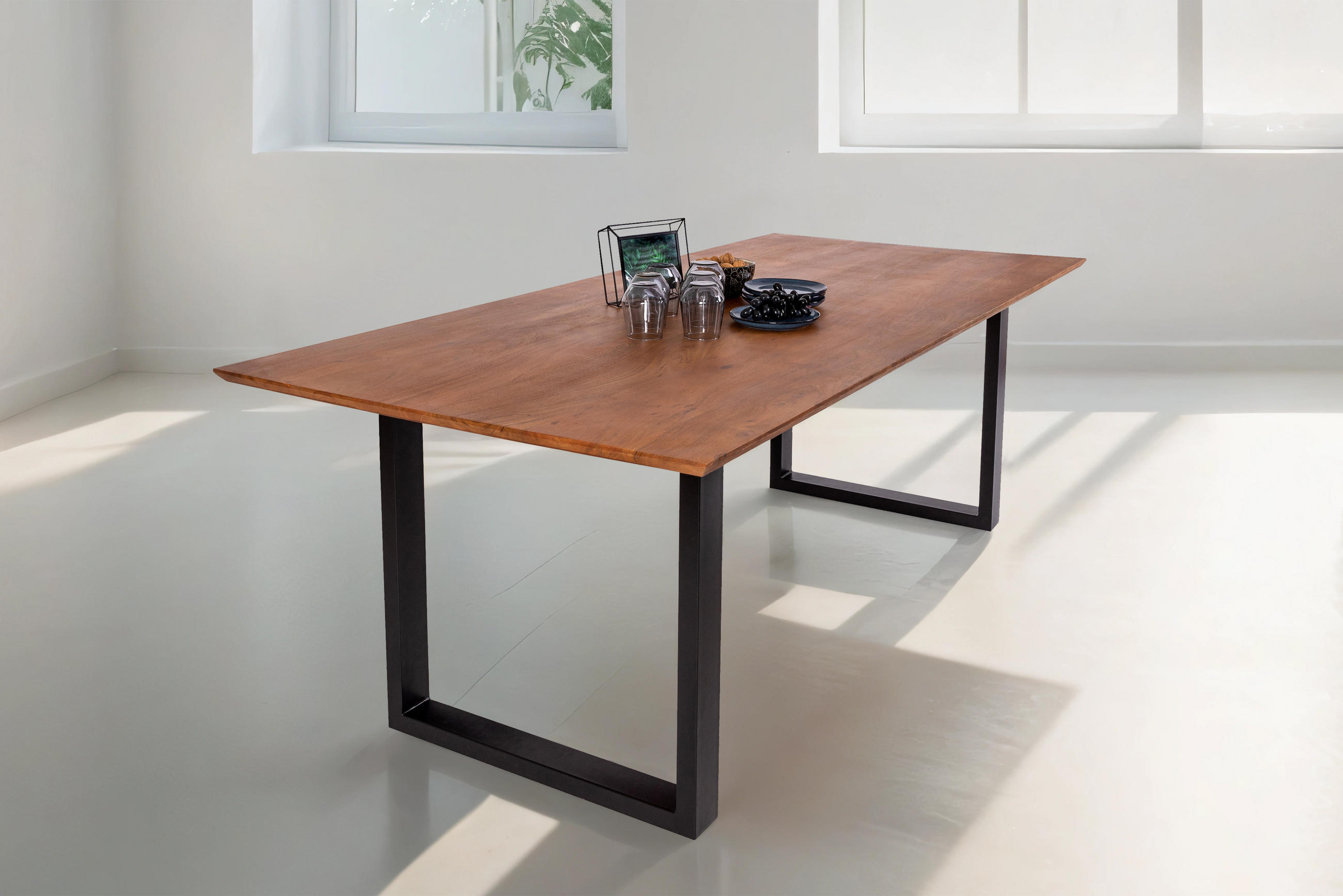 ESSTISCH ATLANTA - Schwarz/Braun, Holz/Metall (100/240/77cm) - SAM
