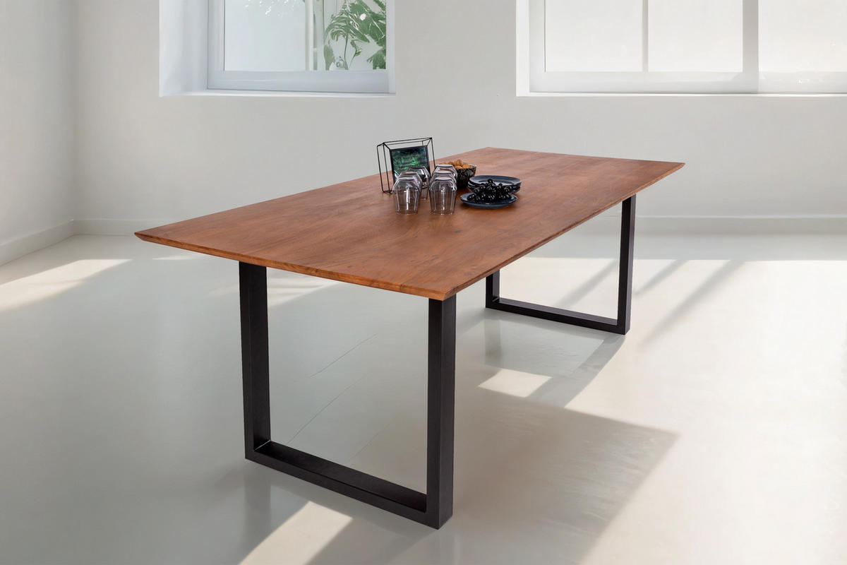 ESSTISCH ATLANTA - Schwarz/Braun, Holz/Metall (100/240/77cm) - SAM