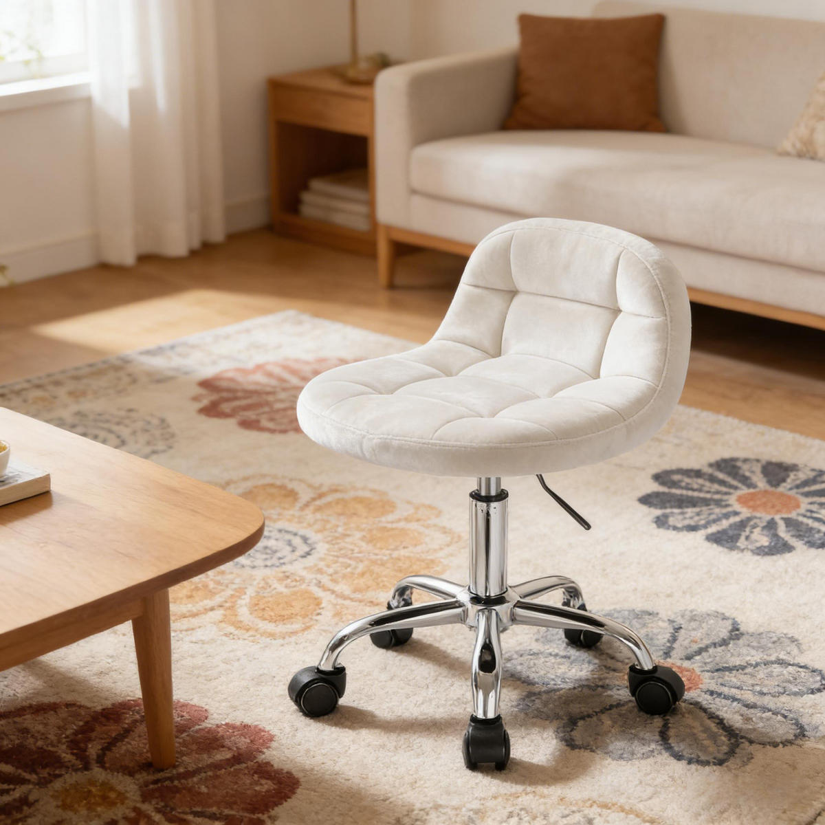 HOCKER Cremeweiß 38/31/68 cm - Creme, Metall (31/68/38cm) - PANGIVO