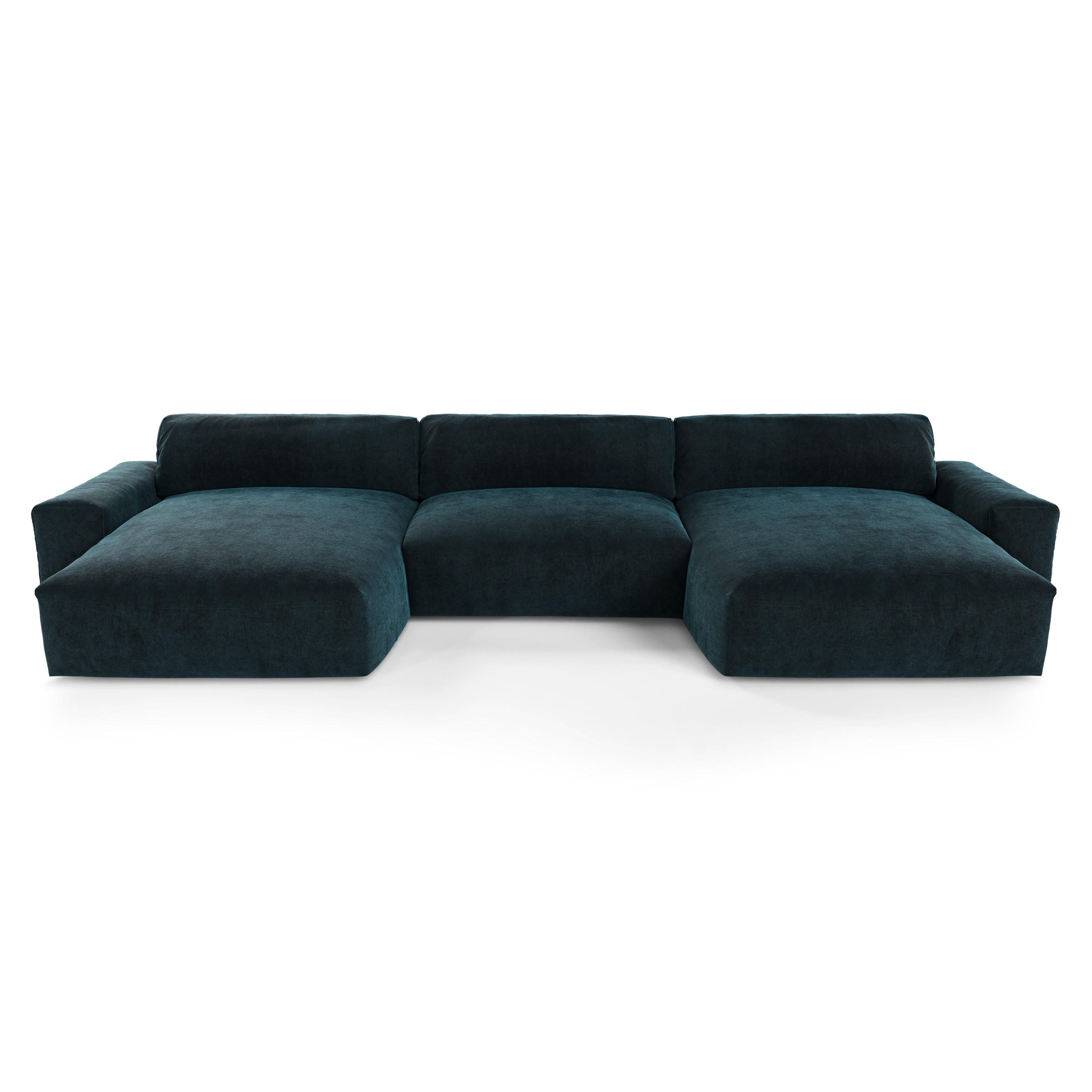 WOHNLANDSCHAFT Samt Pfauenblau 420cm - Blau/Hellblau, Textil (420/75/174cm) - Sia Home